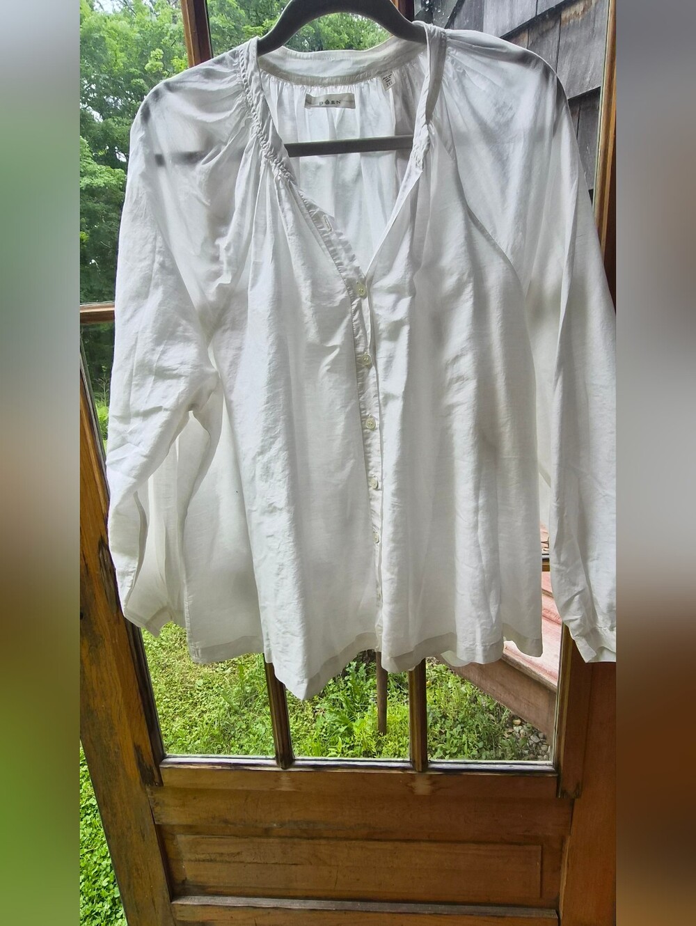 DÔEN Romantic White Cotton Voile Blouse Relaxed Fit XXL